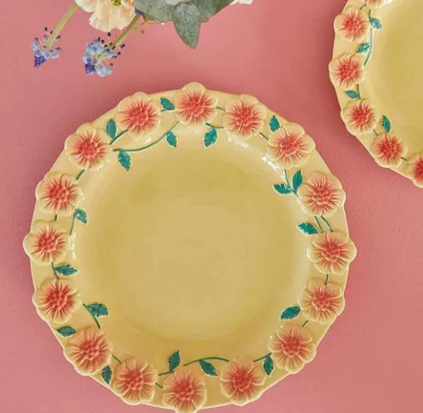 RICE Assiettes & Plats^Assiette C Ramique Fleurs 2 Tailles - Cr Me