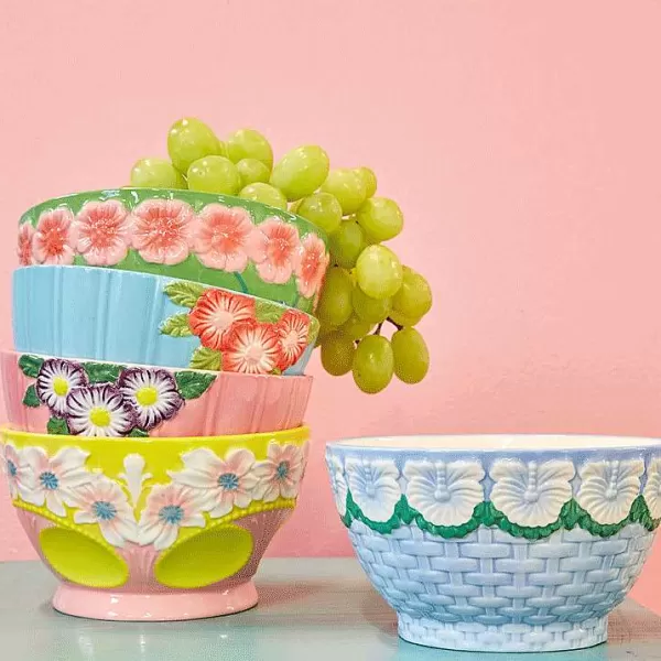 RICE Saladiers, Bols & Coupelles^Bol C Ramique Fleurs 12 Cm - Cr Me
