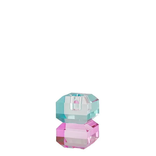 GIFT COMPANY Vases / Petits Objects Déco^Bougeoir Cristal H 9 Cm Sari - Bleu Et Rose