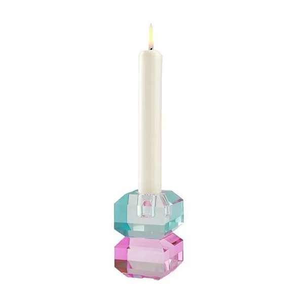 GIFT COMPANY Vases / Petits Objects Déco^Bougeoir Cristal H 9 Cm Sari - Bleu Et Rose