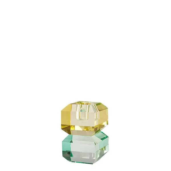 GIFT COMPANY Vases / Petits Objects Déco^Bougeoir Cristal H 9 Cm Sari - Jaune Et Vert