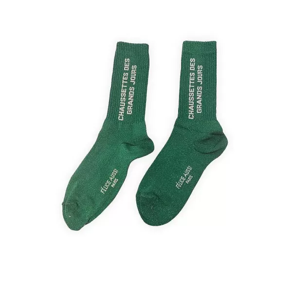 FÉLICIE AUSSI Homewear (Chaussettes, Chaussons...)^Chaussettes Paillettes - Grands Jours 36/40 Vert