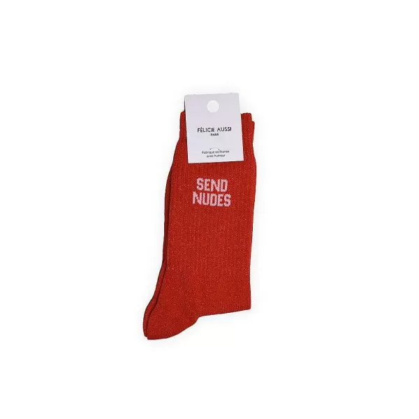 FÉLICIE AUSSI Homewear (Chaussettes, Chaussons...)^Chaussettes Paillettes - Send Nudes 36/40 Rouge