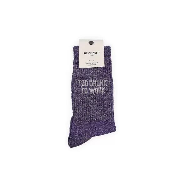 FÉLICIE AUSSI Homewear (Chaussettes, Chaussons...)^Chaussettes Paillettes - Too Drunk To Work 36/40 Mauve
