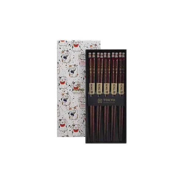 CNB TOKYO DESIGN Ustensiles De Cuisine^Coffret De 5 Baguettes - Lucky Cat