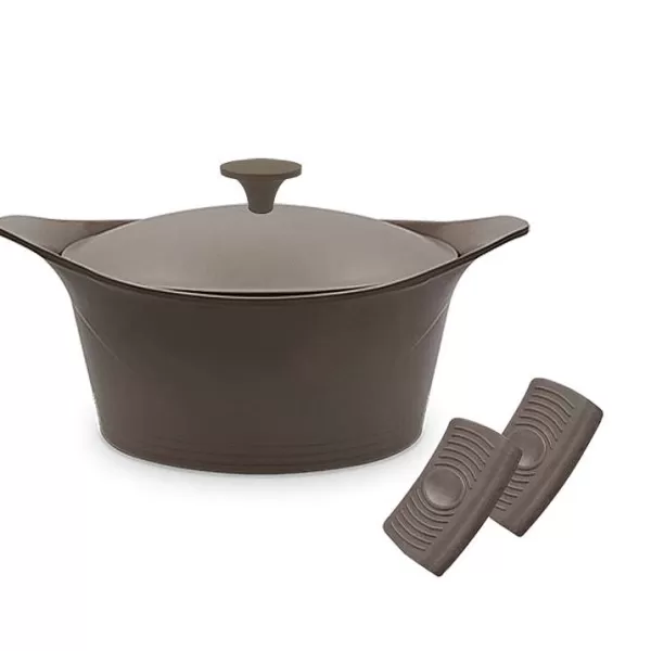 COOKUT Ustensiles De Cuisine^ Cocotte Ma Jolie Cocotte 24 Cm + Maniques - Moka
