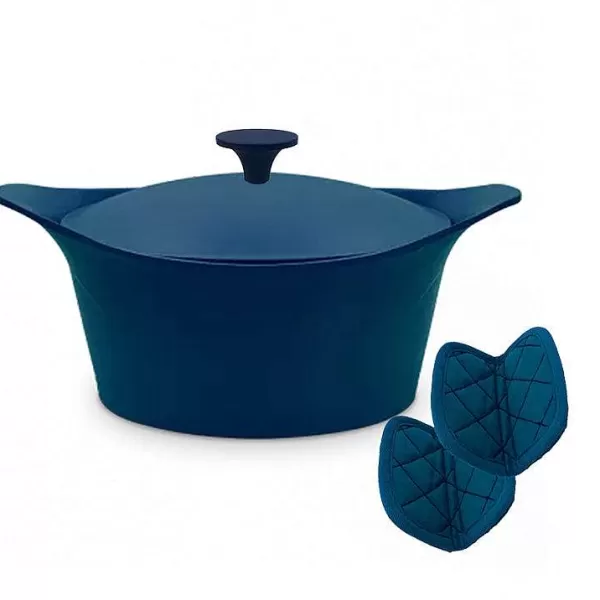 COOKUT Ustensiles De Cuisine^ Cocotte Ma Jolie Cocotte 28 Cm + Maniques - Myrtille