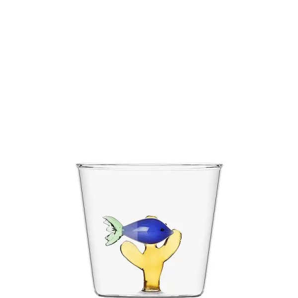 CORRADO CORRADI Verres^Ichendorf Verre - Poisson Bleu & Corail Ambre