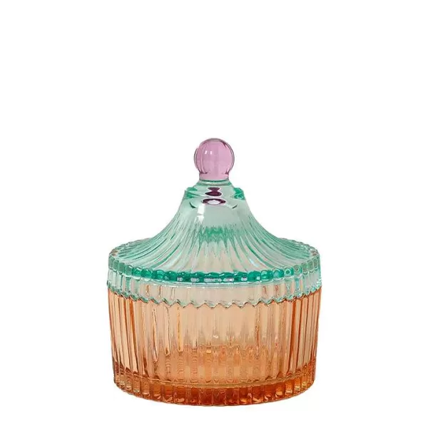 EJA Vases / Petits Objects Déco^Jarre Déco Verre H.10 Cm - Orange Et Menthe