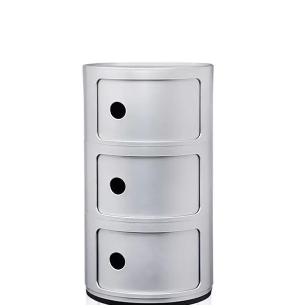 KARTELL Mobilier / Rangements^ Rangement Componibili 3 Tiroirs - Argent