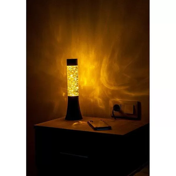 FISURA Luminaires^Mini Lava Lampe H.31 Cm - Paillettes Dor Es Base Noire