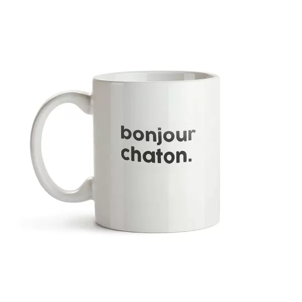 FÉLICIE AUSSI Mugs & Tasses^Mug Message - Bonjour Chaton
