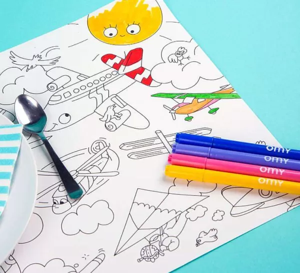 OMY Jouets / Coloriages^ 18 Sets De Table Colorier - Vroom Vroom