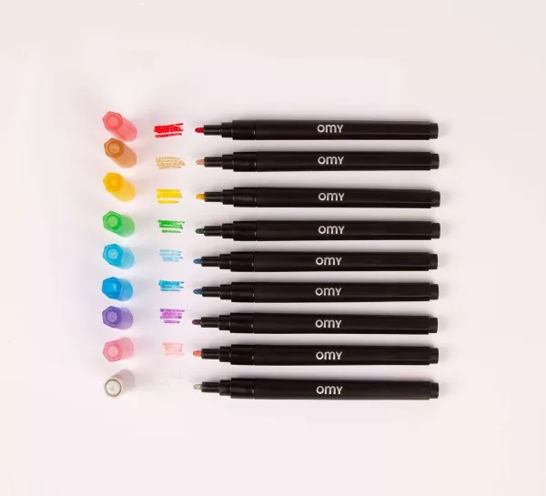 OMY Jouets / Coloriages^ Bo Te 9 Feutres Paillettes
