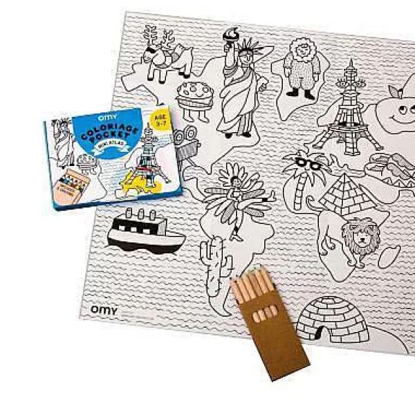 OMY Jouets / Coloriages^ Coloriage Pocket - Mini Atlas