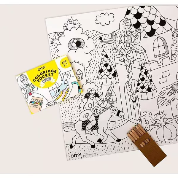 OMY Jouets / Coloriages^ Coloriage Pocket - Princesses Et Dragons