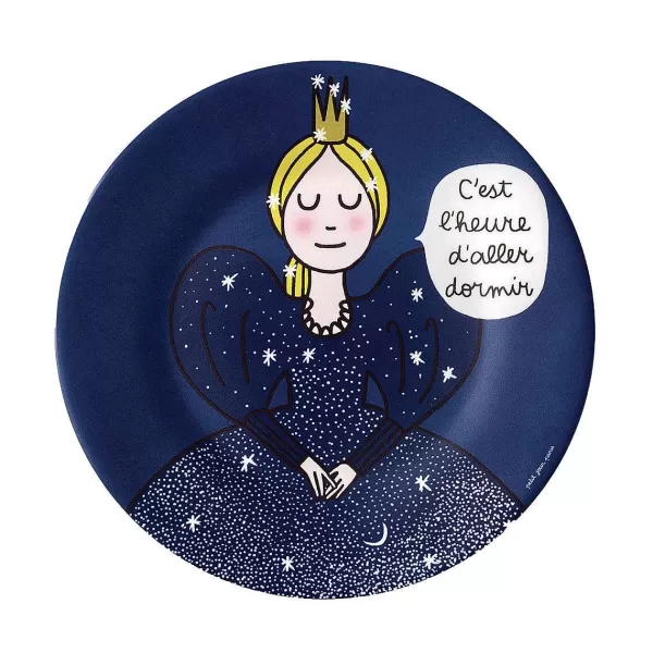 PETIT JOUR Vaisselle Enfant^ Assiette Dessert - Princesse : "C'Est L'Heure D'Aller Dormir"