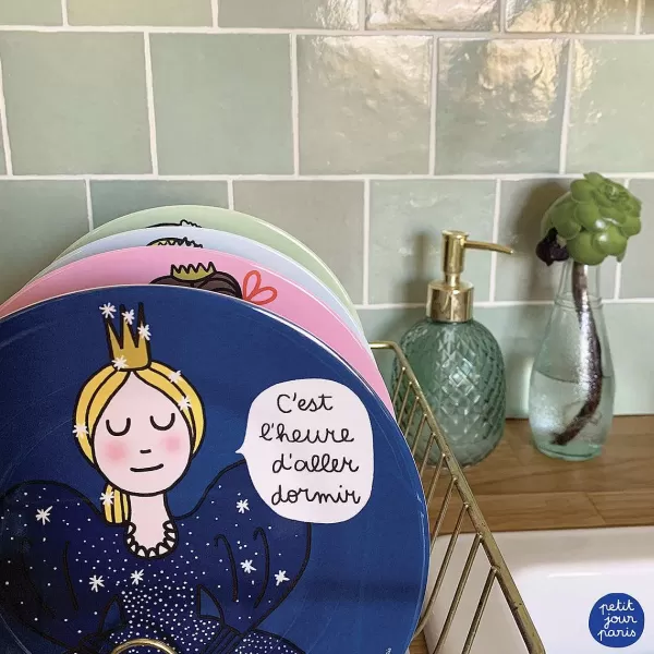 PETIT JOUR Vaisselle Enfant^ Assiette Dessert - Princesse : "C'Est L'Heure D'Aller Dormir"