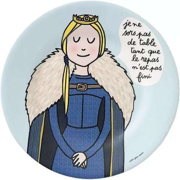 PETIT JOUR Vaisselle Enfant^ Assiette Dessert - Princesse : "Je Ne Sors Pas De Table Tant Que Le Repas N'Est Pas Fini"