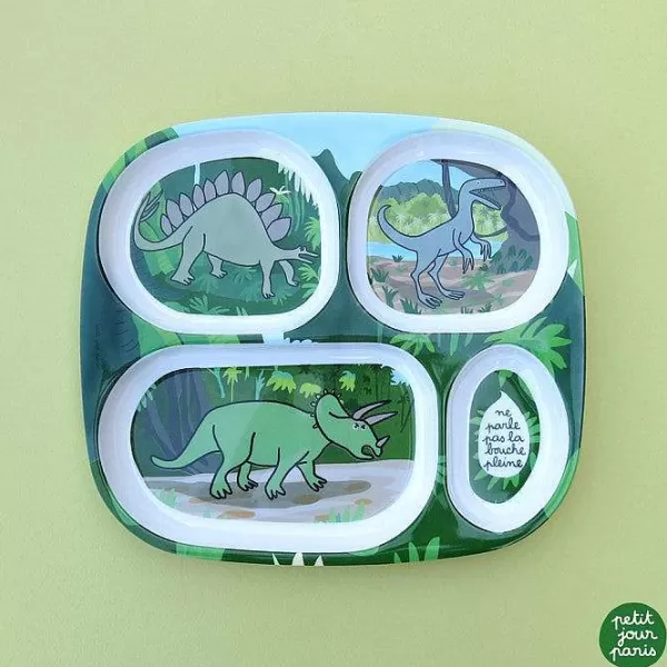 PETIT JOUR Vaisselle Enfant^Plateau 4 Compartiments - Dinosaures