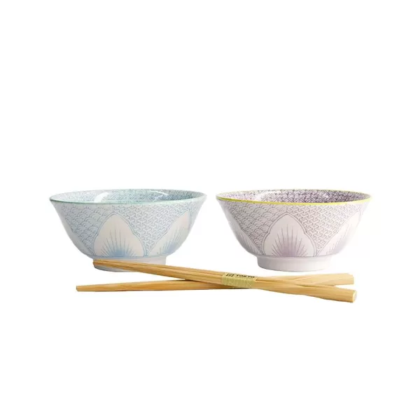 CNB TOKYO DESIGN Saladiers, Bols & Coupelles^Set 2 Bols Lily Flower - Violet & Bleu Clair 14.8 Cm