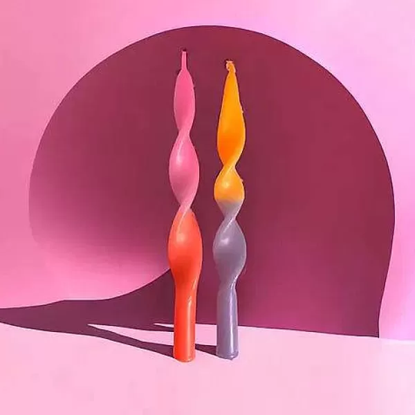 PINK STORIES Vases / Petits Objects Déco^Set De 2 Bougies Torsad Es Miami - Lilas