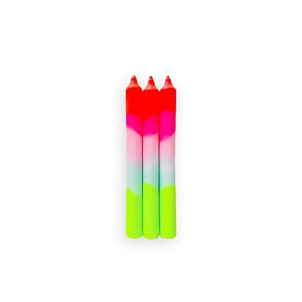 PINK STORIES Vases / Petits Objects Déco^Set De 3 Bougies Dip Dye Neon - Lollipop Trees