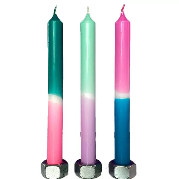 PINK STORIES Vases / Petits Objects Déco^Set De 3 Bougies Dip Dye Neon - Northern Lights