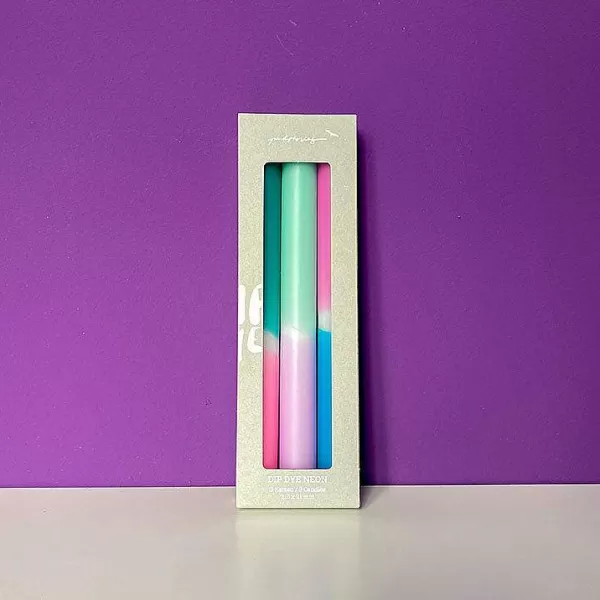 PINK STORIES Vases / Petits Objects Déco^Set De 3 Bougies Dip Dye Neon - Northern Lights