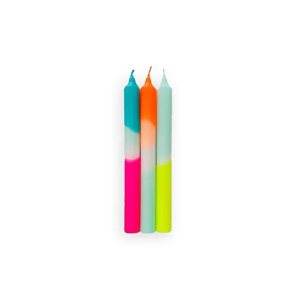 PINK STORIES Vases / Petits Objects Déco^Set De 3 Bougies Dip Dye Neon - Rainbow Kisses