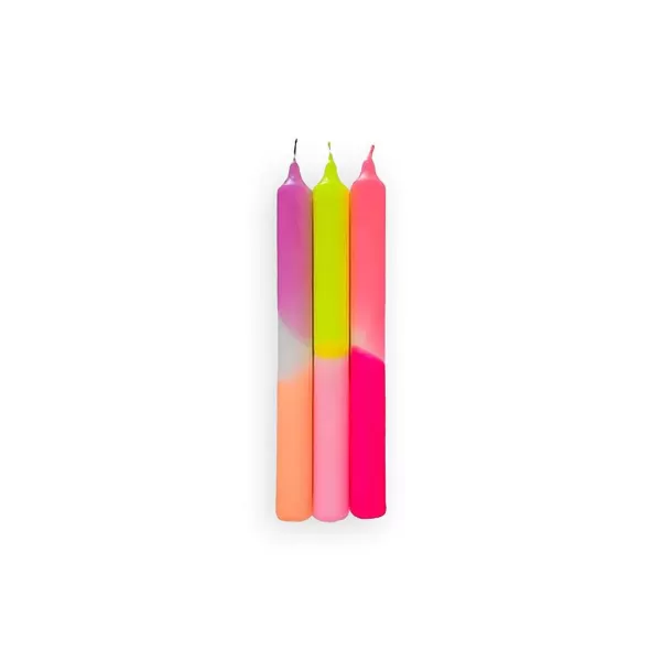 PINK STORIES Vases / Petits Objects Déco^Set De 3 Bougies Dip Dye Neon - Summer Breeze