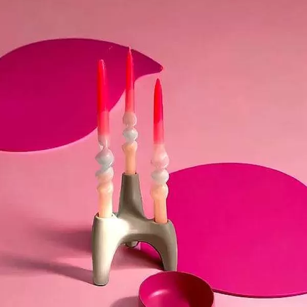 PINK STORIES Vases / Petits Objects Déco^Set De 3 Bougies Dip Dye Swirl - Flamingo Wedding