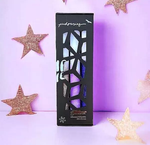 PINK STORIES Vases / Petits Objects Déco^Set De 3 Bougies Dip Dye Xmas Glitter - Let Is Snow