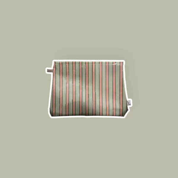EJA Pochettes / Trousses^Trousse De Toilette Plate - Rayures Vertes & Roses