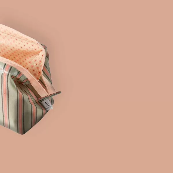 EJA Pochettes / Trousses^Trousse Maquillage - Rayures Vertes & Roses
