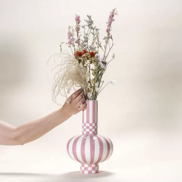 Que Rico Vases / Petits Objects Déco^Vase Gabriel - Squares & Stripes H. 32 Cm