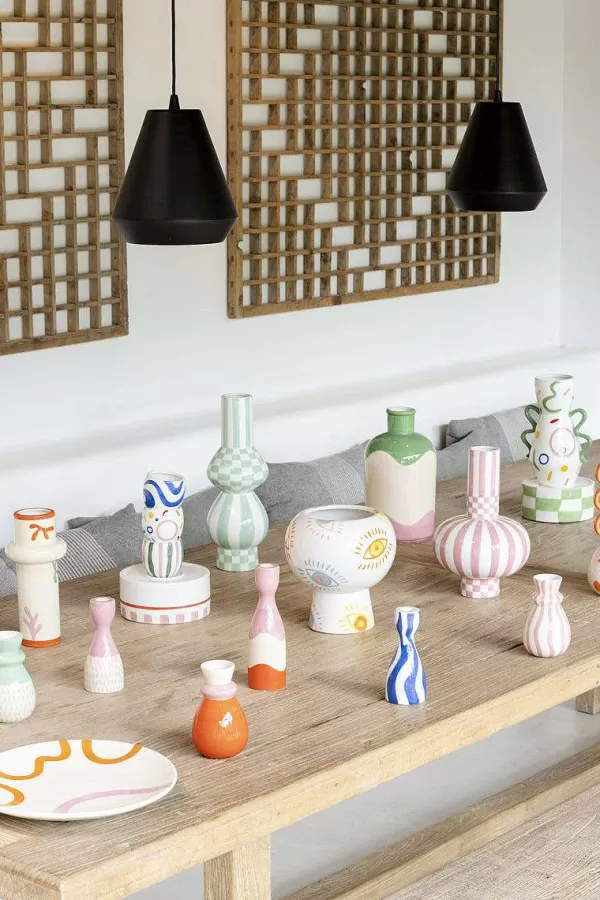 Que Rico Vases / Petits Objects Déco^Vase Gabriela - Squares & Stripes H. 38 Cm