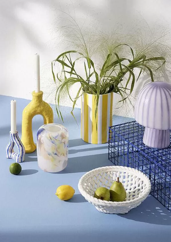 COZY LIVING Vases / Petits Objects Déco^Vase Stripes H.15 Cm - Jaune