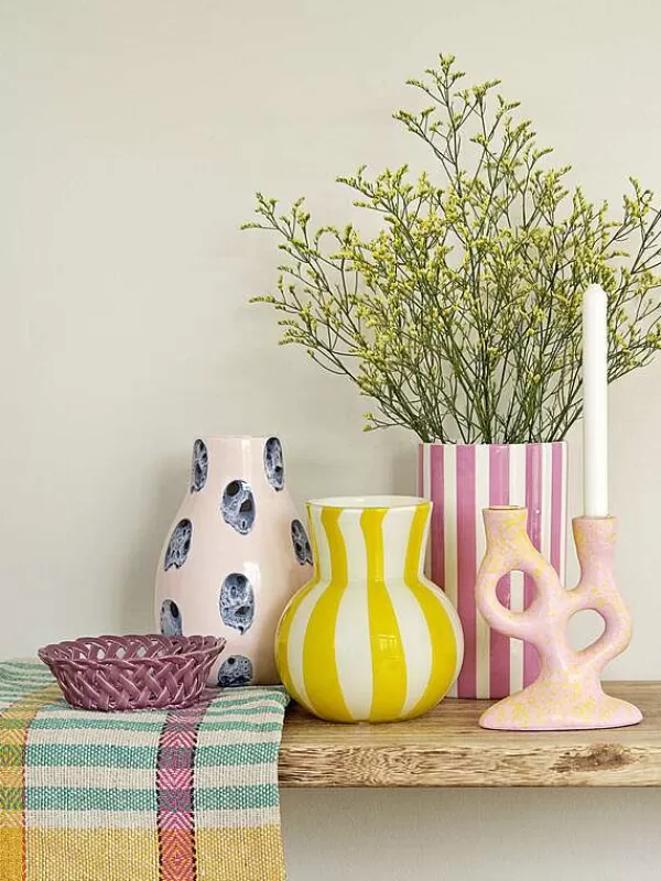 COZY LIVING Vases / Petits Objects Déco^Vase Stripes H.15 Cm - Rose